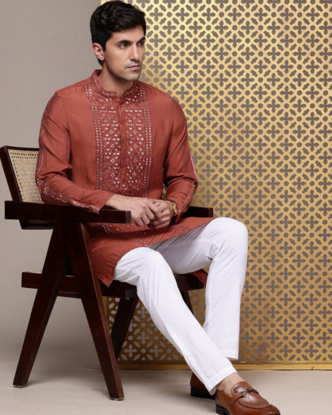 Terracotta Silk Kurta