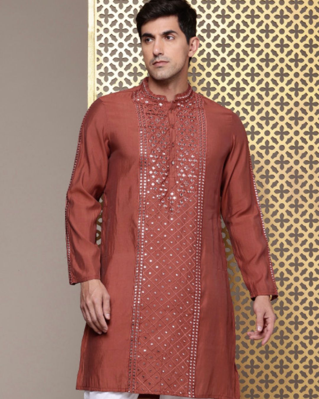 Terracotta Silk Kurta