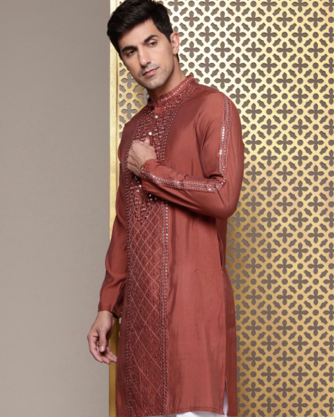 Terracotta Silk Kurta