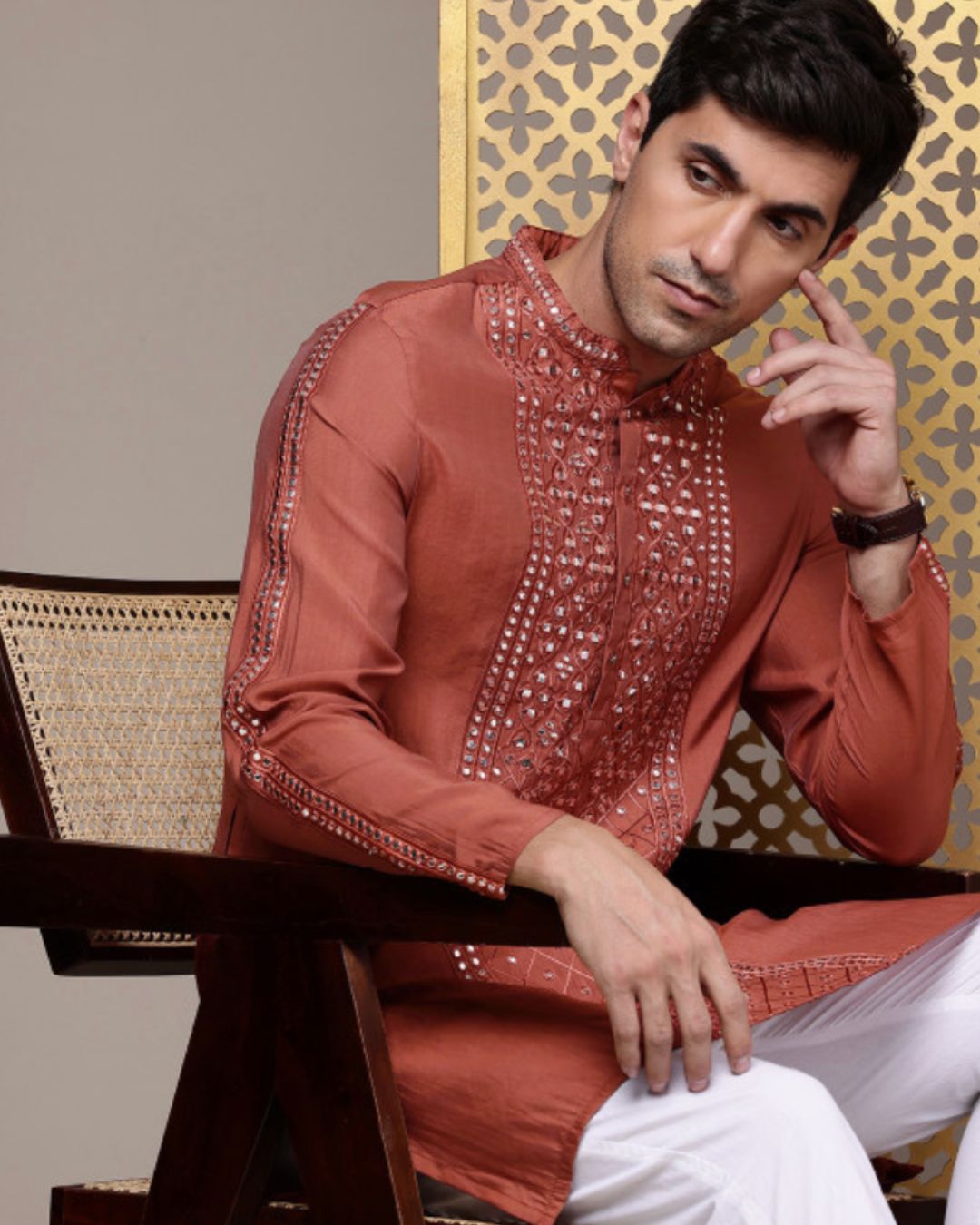 Terracotta Silk Kurta