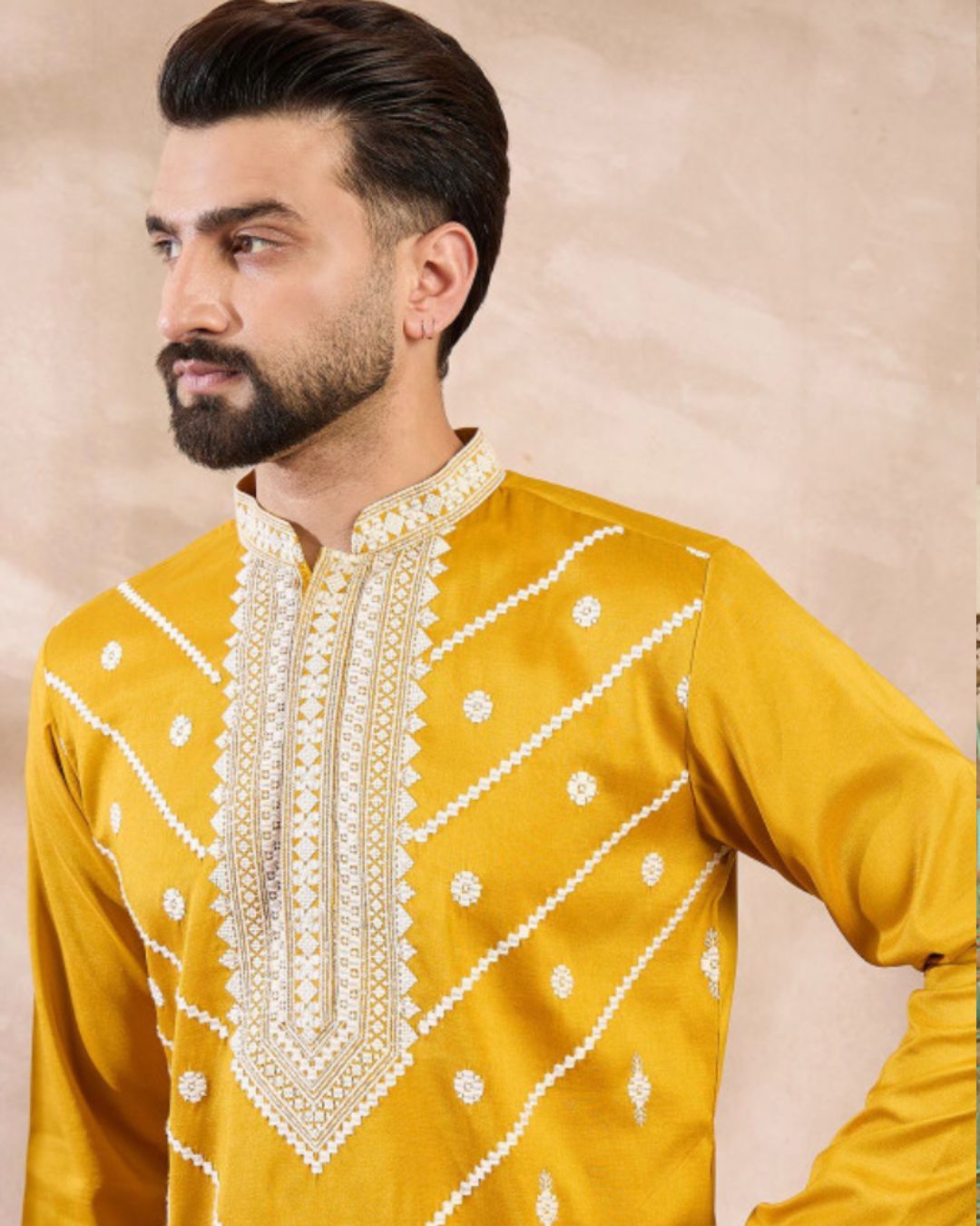 Mustard Yellow Silk Kurta